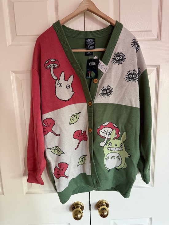 Boxlunch Sweaters - Boxlunch Studio Ghibli Totoro Patchwork Cardigan - Green & Pink